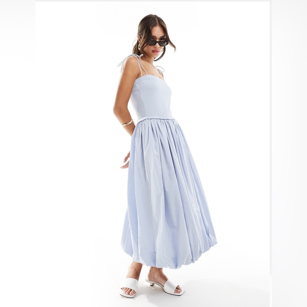 ASOS Cami Strap Ribbed Bodice Midi Dress